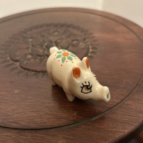 Shamrock pottery pig - pottery, miniature