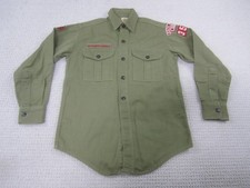 Vintage Boy Scouts Of America Shirt Youth Medium Green Uniform Patches 60s