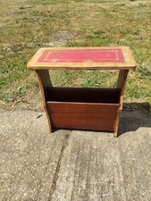 Vintage Reproduction Green Leather Top Wooden Duel Magazine Rack Coffee Table