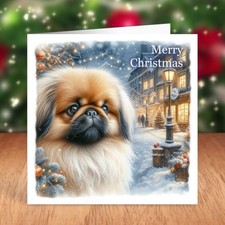 Pekingese Dog Christmas Card