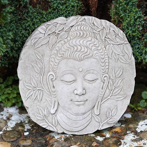 Serene buddha stone plaque - serene,