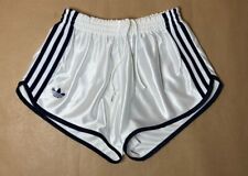 VTG ADIDAS nylon shorts Glanz Shiny White Blue running sprinter Gay 20-26” VGC