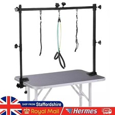 120cm Steel Adjustable Dog Bar Frame Pet Grooming Table Arm with Clamps&3 Nooses