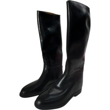 Aigle Black Leather Long Riding Boots Made in France Grip Soles - UK 7