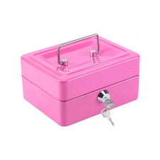Metal Cash Box Money Bank Deposit Steel Tin Security Safe Petty Key Lockable UK