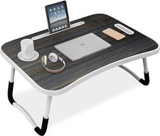 Laptop Desk, Laptop Bed Table with Foldable Legs & Cup Slot, Reading Holder Note