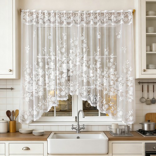 Lace floral sheer curtain - sheer,