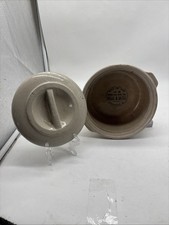 Crock Advertising Stoneware Oelke & Oelke Farmersburg, IA bean pot casserole 7”