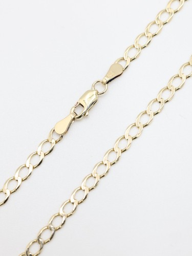 Gold flat curb chain 9ct - flat,