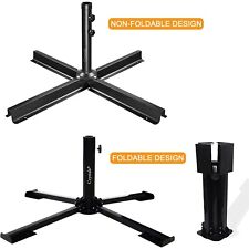 Foldable Metal Stand Holder Cross Frame Heavy Duty Parasol Base Umbrella Garden