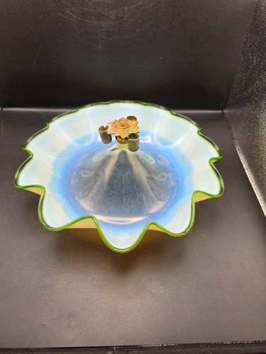 Green and milk glass epergne - milk,
