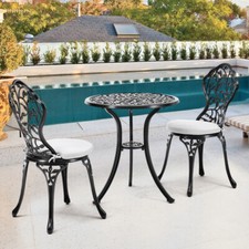 Cast Aluminium Dining Furniture Set Vintage Outdoor Garden Patio Table 2 Chairs