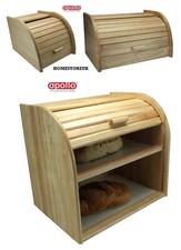 BREAD BIN BEECH WOOD WOODEN ROLL UP TOP KITCHEN FOOD STORAGE HEVEA RUBBERWOOD