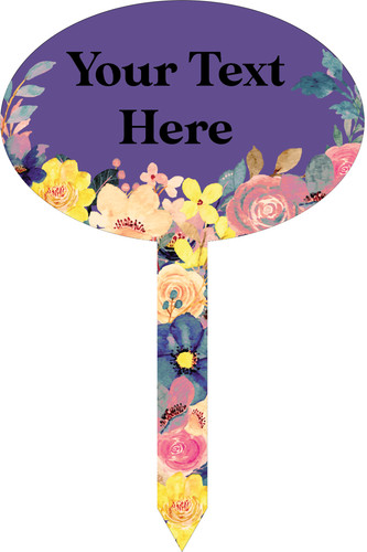 Personalised floral oval stake - floral,