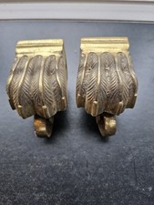 Pair of Antiqe Lions Foot Solid Brass Castors Heavy Duty Furniture Wheels