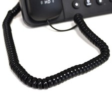 Telephone Handset Cable RJ10 to RJ10 (4P4C) Coiled Curly Lead Cord Wire  BLACK