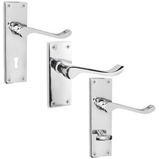 Door Handles Chrome Scroll Polished Victorian Bathroom Latch Key Lock Sets