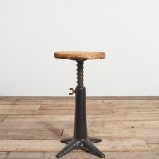 Antique Vintage Antique Singer Swivel Factory Stool  - B