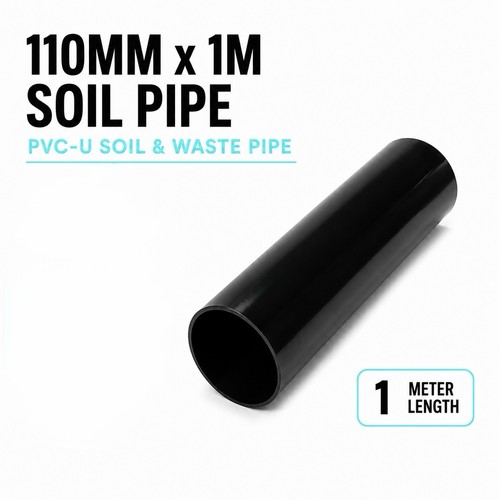 110mm soil pipe black - 1m, –