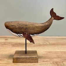 Wooden whale metal stand - wooden,