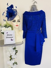 Veni Infantino Mother Of Bride Groom Small Size 14 Cobalt  Dress & Fascinator
