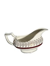Crownford Burslem England Art Deco Gravy Boat 1930s Floral Pattern Gold Rim