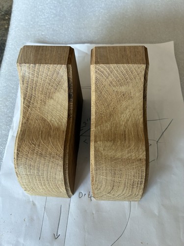 Pair solid handmade oak - pair, of