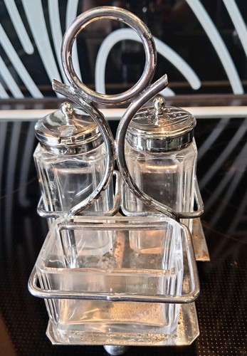Vintage silver plate cruet - silver,