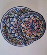 Tunisian Serving Plate And A Bowl  . Handmade&painted  LEAD FREE 02 items