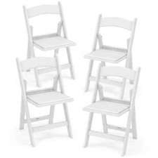 COSTWAY 4 Pack Folding Chairs Dining Chair Set w/ Padded Seat & Back