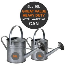 Galvanised Metal Watering Can Long Reach Steel Rose Garden Plant 10L/5L