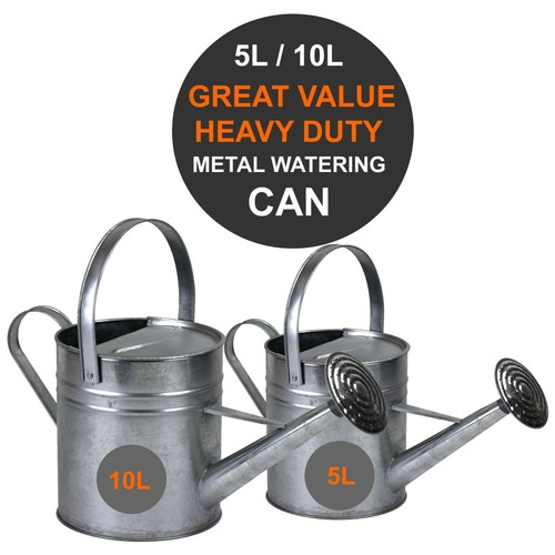 Galvanised metal watering can - metal,