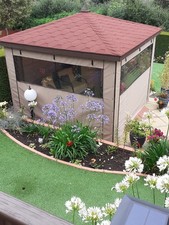 Canvas Pergola Gazebo Wall  2.94 W x 2..4mH,  WINDOW CUTOUT & ZIPS Pebble Beige