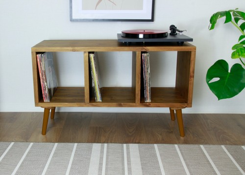 Handcrafted solid wood record - solid,