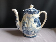 Vintage Royal Worcester Palissy 1790 Avon Scenes Blue/White Coffee Pot