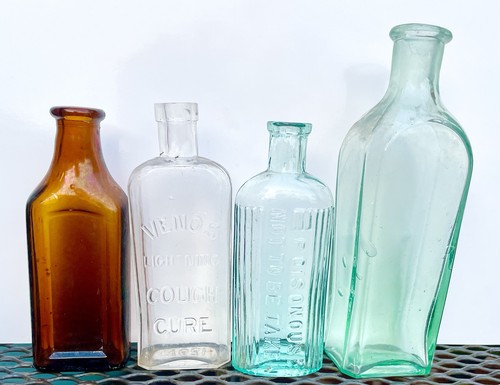 Antique glass bottles lot - glass,