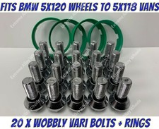 20 x M14 x 1.5 Wobble Wheel Variable Bolts + 74 65 Rings BMW to Vauxhall Vivaro