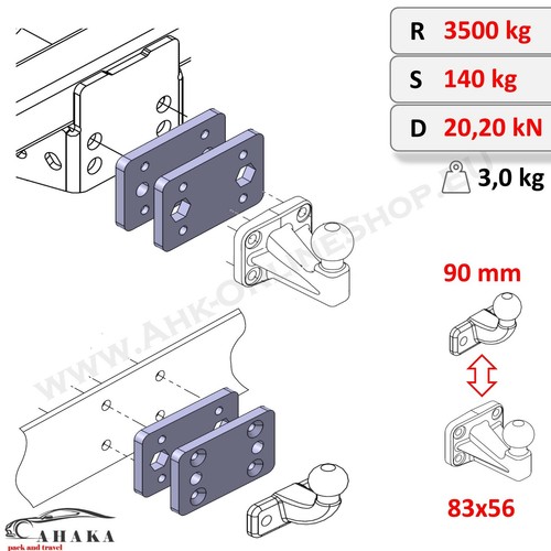 Tow bar adapter plate from - from, 2