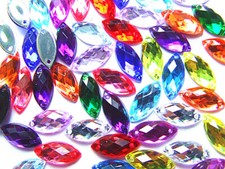 7x15 mm Marquise Teardrops Grid Surface Acrylic Rhinestone Gems Flatback Sew On