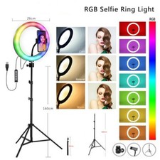 10" LED RGB Ring Light Dimmable Lighting Kit Phone Selfie Tripod Makeup Youtube 
