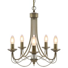 Vintage 5 Lights Antique Brass