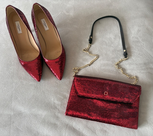 Bennett red sequin court - red,