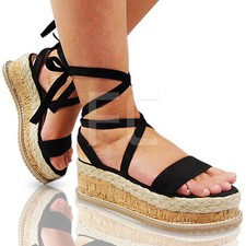 WOMENS LADIES FLAT MID WEDGE