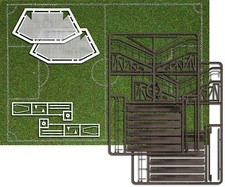 BUSCH 1052 Football Pitch With Goals & Spectator Stand HO Model Railway 1:87