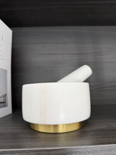 Marble gold pestle mortar - &,
