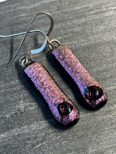 Pink dichroic glass drop - dichroic,