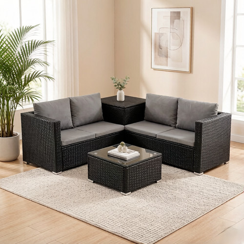 Rattan corner garden furniture - garden,