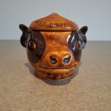 Lidded Pottery Pot Cow's Head