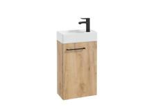 Compact Bathroom Vanity Unit & Basin Sink Wall Hung Units OAK - WHITE - BLACK