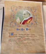 POPE Pius XII Apostolic Blessing Plenary Indulgence Papal Seal Signed 1948 Irish